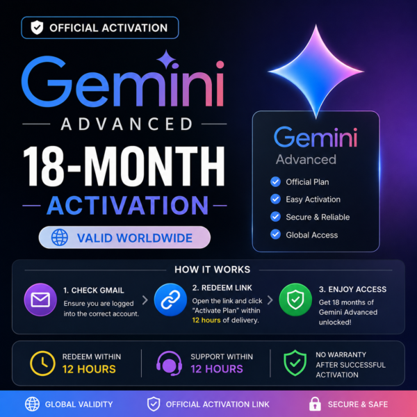 Gemini Advanced 18-Month Activation (Official) – Global | Email Activation Link